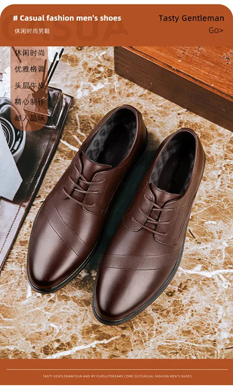 Genuine Leather Casual Business Shoes for Men Leisure Derby Footwear