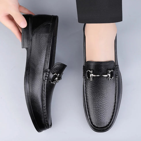 Stylish Men's Casual Genuine Leather Loafers - Breathable Slip-On Moccasins for Business and Driving