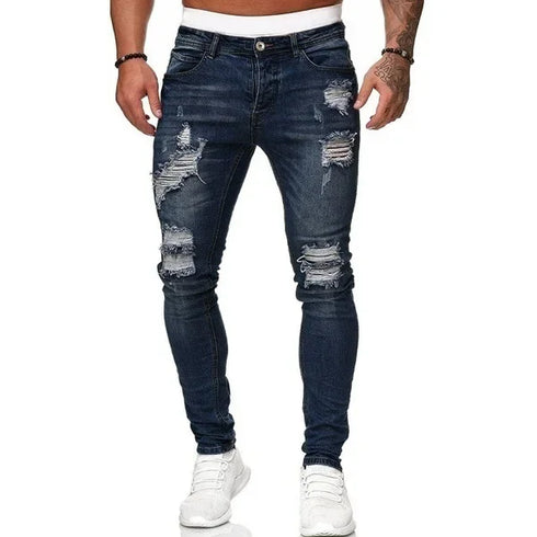 Ripped Slim Fit Denim Distressed Ankle Length Mens Jeans