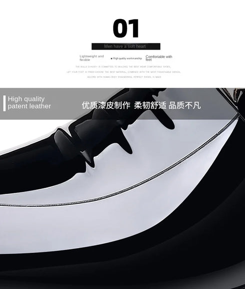 Men Patent Leather Casual Loafers Slip On Shoes for Business and Party