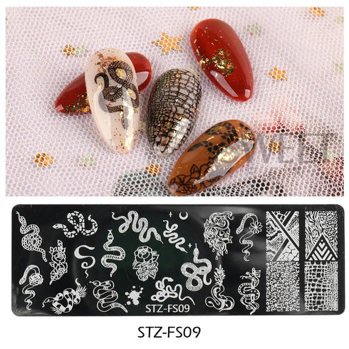 Winter Wonderland Nail Art Stamping Plate with Snowflake, Butterfly, and Rose Leaf Designs - Perfect for DIY Christmas Nail Polish Printing Template Tool