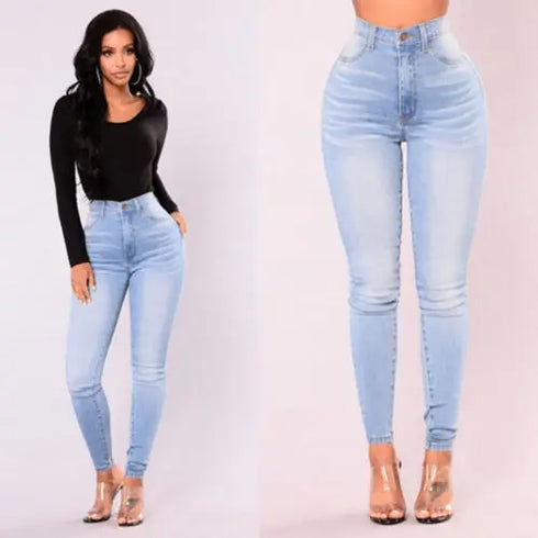 Women’s Slim Fit Denim Skinny Jeans - High Waist Stretch Pencil Pants with Pockets for Casual Fall Outfits, Perfect for Homecoming and Everyday Wear