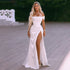 Elegant Mermaid Wedding Dresses Off The Shoulder Side Slit Boho Gown