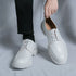 Luxury White Leather Oxford Shoes for Men - Stylish Formal Business Wedding Dress Footwear with Thick Bottom Casual Moccasins