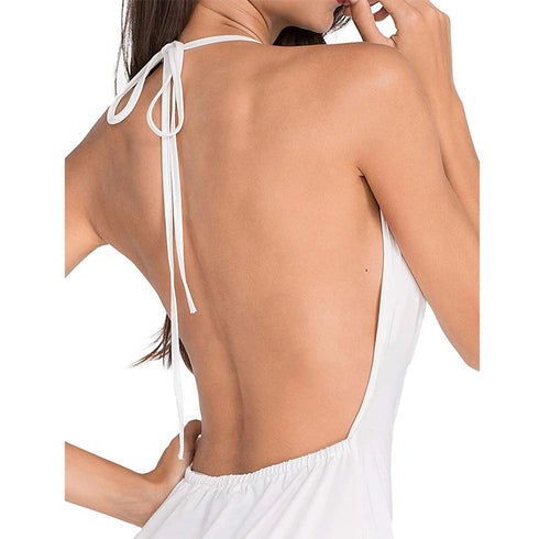 Elegant Mini Dress for Women with Deep V Neck and Split Design