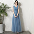 Bridesmaid Dress Elegant Ankle Length Tulle Ball Gown With Pleat Sash Built In Bra Prom Bridal Gown
