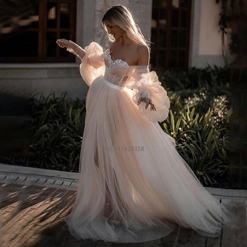 Exquisite Sweetheart Neckline Wedding Dresses Off The Shoulder Lace Appliques Bridal Gowns