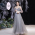 Off Shoulder Lace Illusion A Line Dress Floor Length Glitter Tulle Bow Bridesmaid Dress