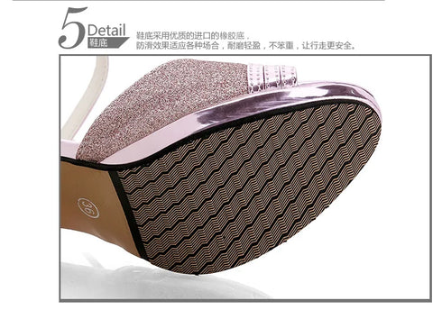 Elegant Bling Peep Toe Sandals for Women – Summer Dress Shoes with Wedge High Heels