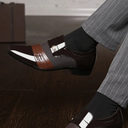 Classic Leather Oxfords for Men - Elegant Slip-On Dress Shoes for Business, Office, and Formal Occasions - Fashionable Loafers for Parties and Career Events