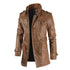 Men's Casual Fleece-Lined Leather Windbreaker Coat - Stylish Moto & Biker Jacket for Autumn and Winter Wear