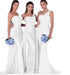 Mermaid Satin Corset Bridesmaid Dress for Wedding Party Gown with Ruched Detailing and Floor Length