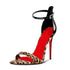 Leopard Print Pointed Toe Ankle Strap Thin Heel Sandals