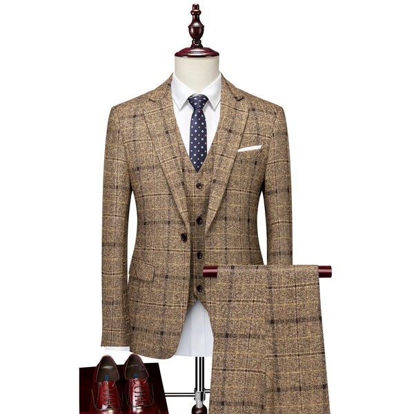 Men's Suit One Button Three-Piece Set for Work and Weddings