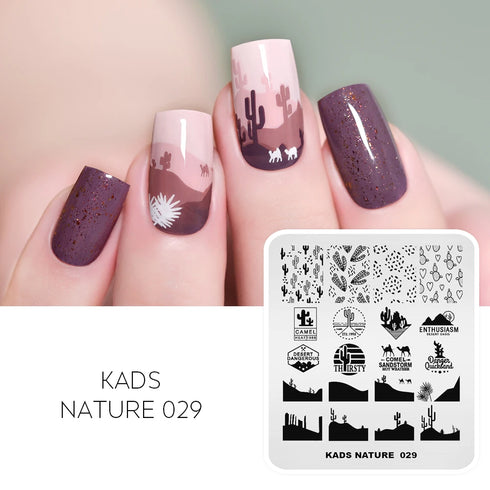 Nature-Inspired Nail Art Stamping Plate Set with Butterfly and Mountain Range Designs for DIY Manicure Enthusiasts