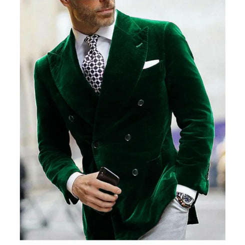 Italian Style Men's Velvet Smoking Jacket for Wedding Prom Party