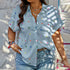 Women’s Summer Heart Print Shirt Casual Plus Size Button Down Top