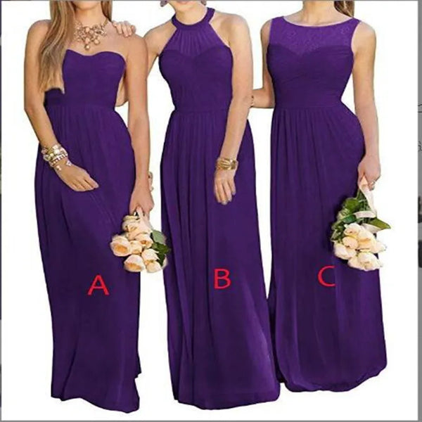 A-Line Chiffon Bridesmaid Dresses Elegant Floor-Length Sleeveless Gown For Wedding Party Occasion