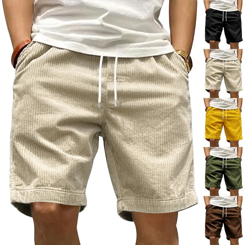 Trendy Retro Corduroy Men's Casual Work Shorts for Summer
