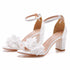 Elegant Floral Buckle Strap Heeled Sandals for Women's Wedding and Party Wear