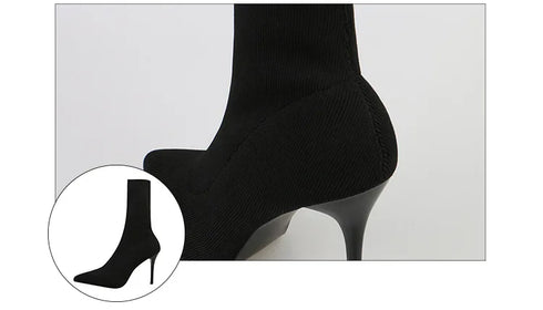 Sexy Sock Boots Knitting Stretch High Heels for Women Fashion Shoes Ankle Boots