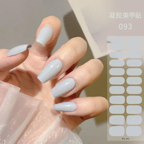 Waterproof Long Lasting Gel Nail Art Stickers for Stunning Full Cover Manicures - 9 Piece Set of Baking-Free Solid Color Decals