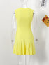 Knit Elegant Button Dress for Women Sleeveless O-neck Pocket Mini Dress Summer Fashion Slim Fit