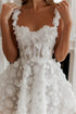 Modern Two Straps Full Lace Flower Short Mini Wedding Dresses