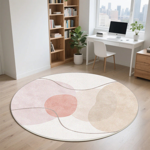Modern Style Round Carpet Thickened Anti Slip Mat Soft Fluffy Decor Rug