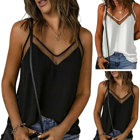 Summer Chic Loose Tank Top for Women - Casual Sleeveless Vest Top