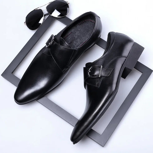 Trendy Men's Oxford Dress Shoes with Buckle Straps - Perfect Formal Footwear for Weddings and Business Occasions in Big Sizes