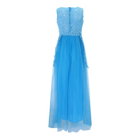 Women Floral Lace Dress Wedding Elegant Chiffon Maxi Party Gown