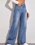 Blue Jeans for Women Wide Leg Denim Trousers High Waist Loose Elegant Pants