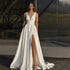 Customized Simple A-Line Wedding Dress With Pocket Satin Elegance