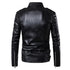 Men's Slim Fit Motorcycle Bomber Leather Jacket with Turn Down Collar and Zipper Pockets for Autumn and Winter Styling