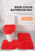 3 Piece Solid Color Bathroom Carpet Set Non-Slip Toilet Lid Cover Rugs Kit