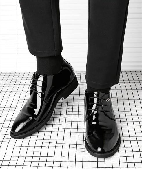 Elevator Dress Shoes for Men Patent Leather Heighten Formal Oxfords