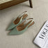 Elegant Pointed Toe Slingback Sandals Low Heel Mules