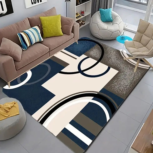 Modern Geometric Area Rug for Living Room Bedroom Decor Anti Slip Floor Mat