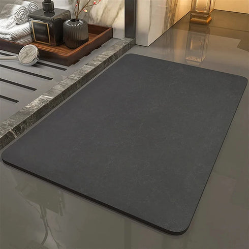 Diatomaceous Earth Non-Slip Bath Mat Super Absorbent Bathroom Rug Thin Rubber Pad