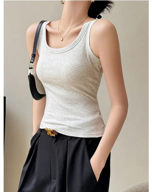 Casual Women's Off Shoulder Crop Tank Tops - Summer Ribbed Cotton Sports Vest for Y2K Style and Comfortable Everyday Wear