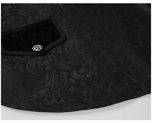 Gothic Men's Steampunk Vintage Prince Tuxedo Windbreaker Coat for Medieval Renaissance Role-Playing and Partys – Exquisite Victorian Edwardian Jacket with Floral Appliques and Turtleneck Design