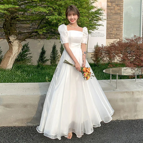 White Sweat Princess Wedding Dress for Banquet Ball Prom