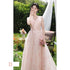 Off Shoulder Bridesmaid Dress Elegant Bubble Sleeve Floral Print Aline Gown For Party