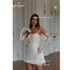 Elegant A-Line Mini Wedding Dress Strapless Sequined Vintage Style