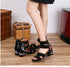 Embroidered Vintage Mid Heel Summer Sandals For Women