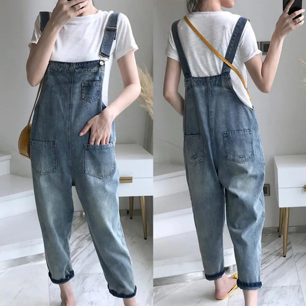 Casual Denim Overalls for Women - Summer Loose Trousers with Pockets, Perfect for Everyday Wear and Stylish Jeans Outfit Inspiration