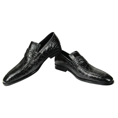 Classic Italian Men's Leather Slip-On Casual Oxford Shoes for Office and Outdoor Use