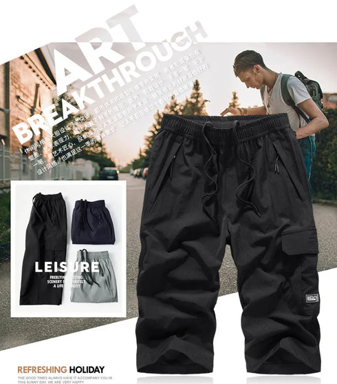Men's Summer Quick Dry 3/4 Pants Lightweight Capri Shorts for Hiking Fishing Travel Casual Gym