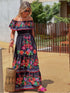 Elegant One-shoulder Short-sleeved Dress For Women Fashion Splicing Floral Print Dresses